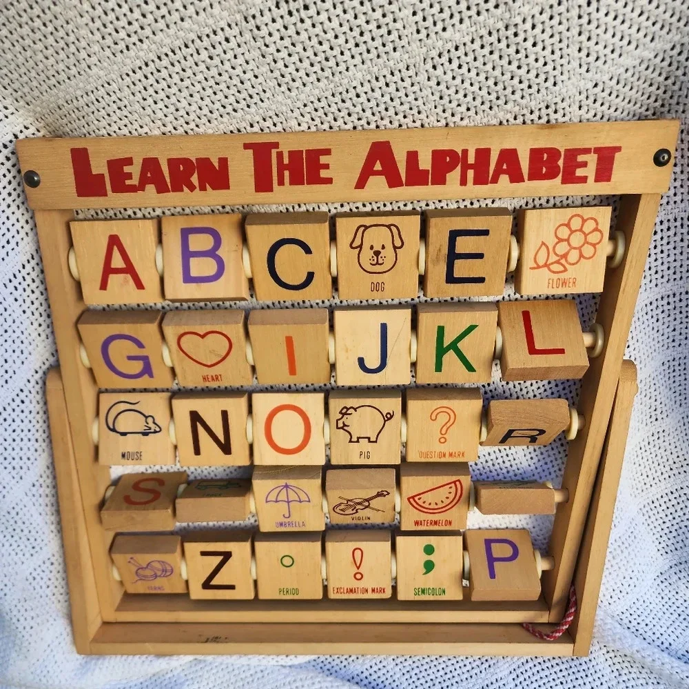 Vintage Woodblock Alphabet learning game